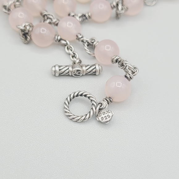 David Yurman Bijoux Rose Quartz Cable Link Necklace - Picture 5 of 8